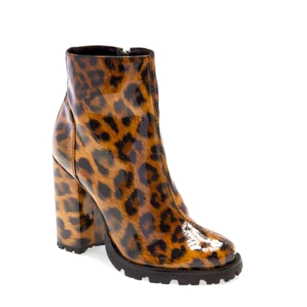 SCHUTZ Nandy Leopard Print Lugg Heel Boots/Booties